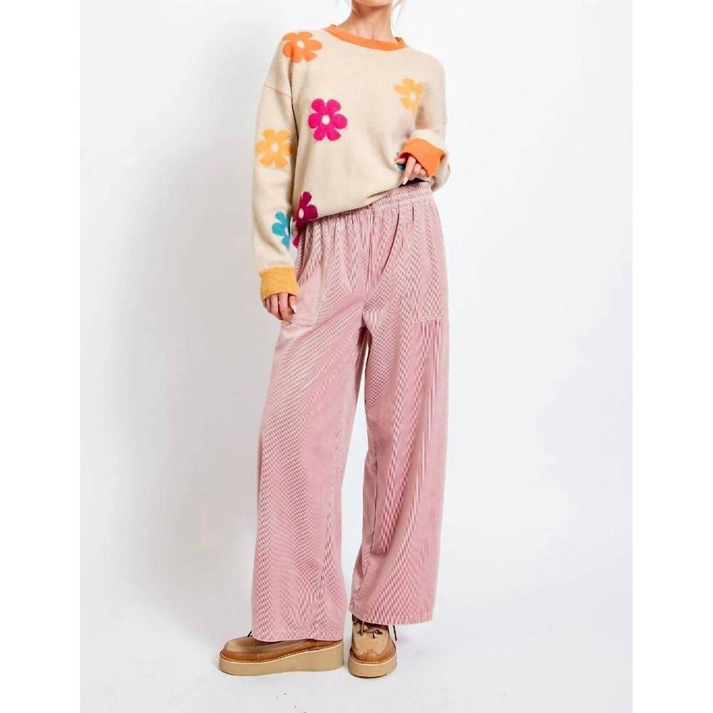 NEW LITTLE SECRET OF MINE wide leg corduroy pants in blush crush